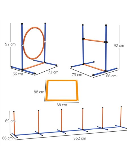 PawHut Dog Agility Training Equipment with Weave Poles, Jump Ring, Pause Box, Adjustable Hurdle, Carry Bag, Orange - pic 145804 | FastDaddyshop