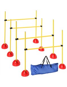 PawHut 4 Piece Dog Agility Equipment with 4 Hurdle & Carry Bag for Jump Training, Yellow