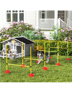 PawHut 4 Piece Dog Agility Equipment with 4 Hurdle & Carry Bag for Jump Training, Yellow 2
