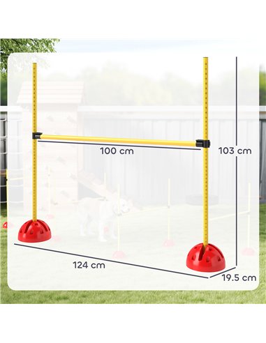 PawHut 4 Piece Dog Agility Equipment with 4 Hurdle & Carry Bag for Jump Training, Yellow