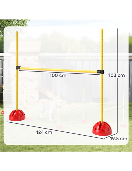 PawHut 4 Piece Dog Agility Equipment with 4 Hurdle & Carry Bag for Jump Training, Yellow - pic 145813 | FastDaddyshop