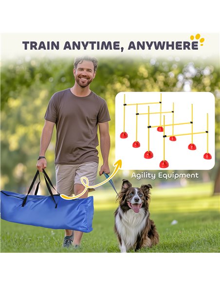 PawHut 4 Piece Dog Agility Equipment with 4 Hurdle & Carry Bag for Jump Training, Yellow - pic 145816 | FastDaddyshop