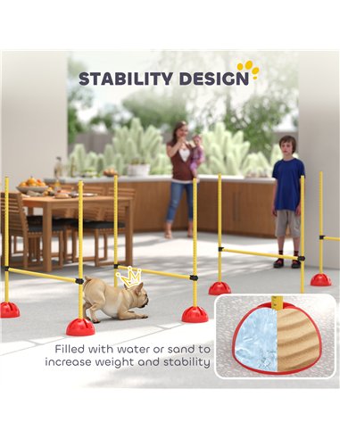 PawHut 4 Piece Dog Agility Equipment with 4 Hurdle & Carry Bag for Jump Training, Yellow