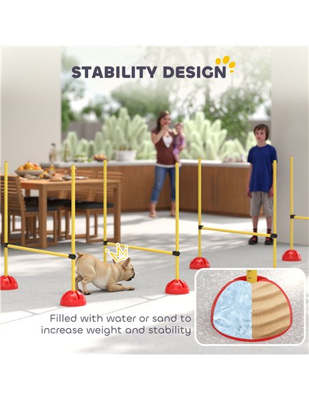 PawHut 4 Piece Dog Agility Equipment with 4 Hurdle & Carry Bag for Jump Training, Yellow - pic 145817 | FastDaddyshop