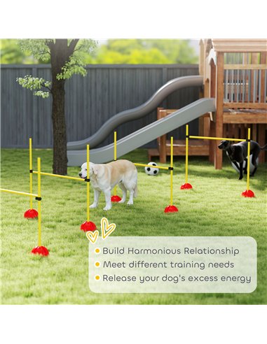 PawHut 4 Piece Dog Agility Equipment with 4 Hurdle & Carry Bag for Jump Training, Yellow