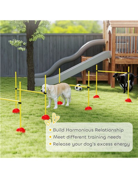 PawHut 4 Piece Dog Agility Equipment with 4 Hurdle & Carry Bag for Jump Training, Yellow - pic 145818 | FastDaddyshop