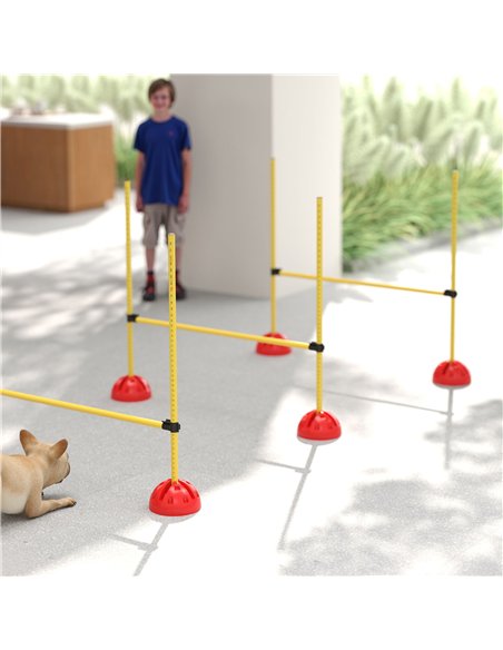PawHut 4 Piece Dog Agility Equipment with 4 Hurdle & Carry Bag for Jump Training, Yellow - pic 145819 | FastDaddyshop