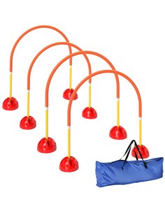 PawHut 4 Piece Dog Agility Training Equipment with 4 Adjustable Width Doors, Carry Bag, for Garden, Orange