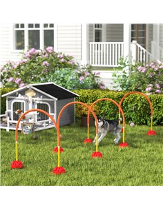 PawHut 4 Piece Dog Agility Training Equipment with 4 Adjustable Width Doors, Carry Bag, for Garden, Orange 2