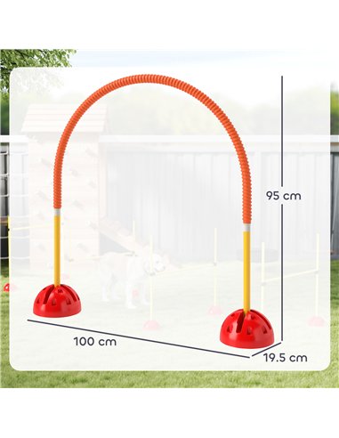 PawHut 4 Piece Dog Agility Training Equipment with 4 Adjustable Width Doors, Carry Bag, for Garden, Orange