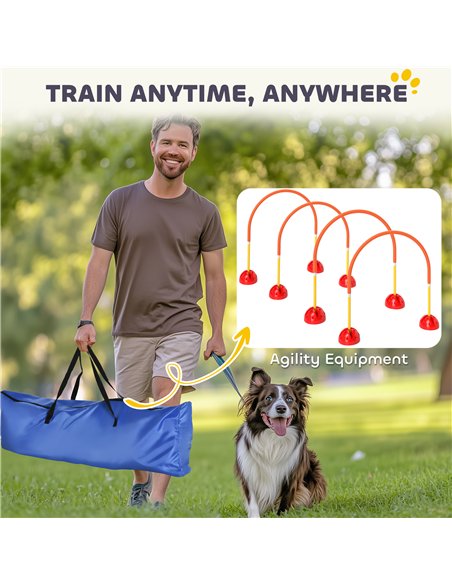 PawHut 4 Piece Dog Agility Training Equipment with 4 Adjustable Width Doors, Carry Bag, for Garden, Orange - pic 145824 | FastDaddyshop