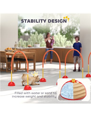PawHut 4 Piece Dog Agility Training Equipment with 4 Adjustable Width Doors, Carry Bag, for Garden, Orange