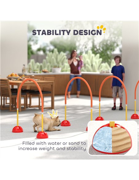 PawHut 4 Piece Dog Agility Training Equipment with 4 Adjustable Width Doors, Carry Bag, for Garden, Orange - pic 145825 | FastDaddyshop