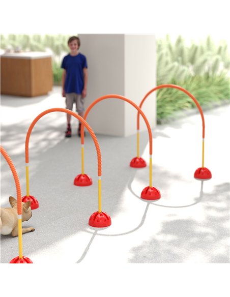 PawHut 4 Piece Dog Agility Training Equipment with 4 Adjustable Width Doors, Carry Bag, for Garden, Orange - pic 145828 | FastDaddyshop