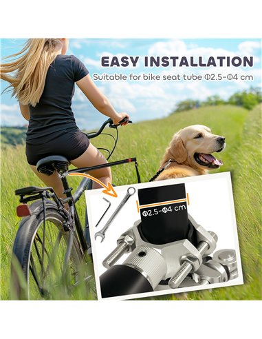 PawHut Dog Lead for Bicycle, Dog Leash for Cycling, Training, Jogging, Black