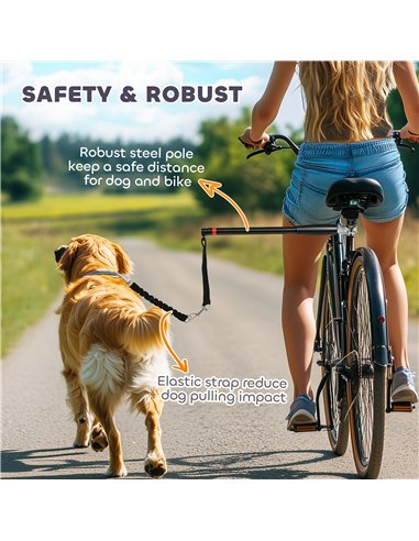 PawHut Dog Lead for Bicycle, Dog Leash for Cycling, Training, Jogging, Black