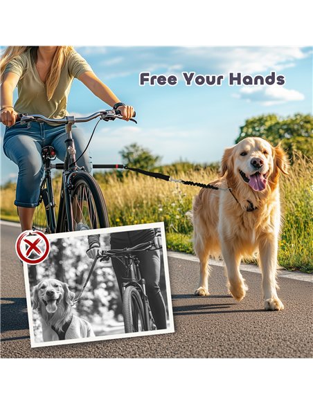 PawHut Dog Lead for Bicycle, Dog Leash for Cycling, Training, Jogging, Black - pic 145835 | FastDaddyshop
