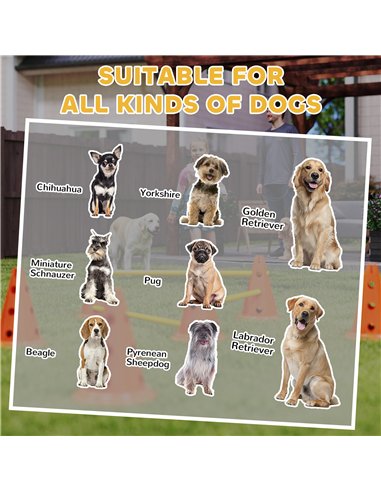 PawHut Dog Agility Equipment Set of 6 Cones, 6 Poles with Carry Bag, 3 PCS Adjustable Height Jumping Obstacles, Orange