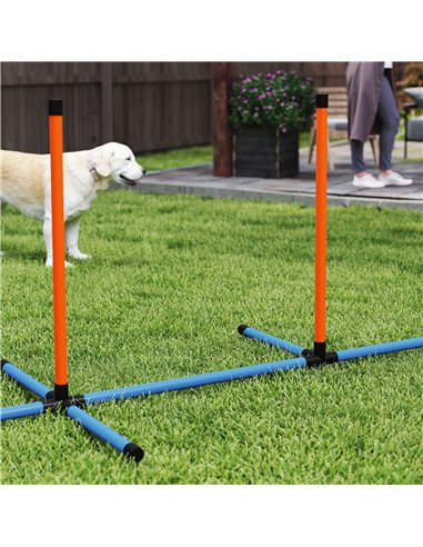 PawHut 7-Piece Dog Agility Equipment Set with Weave Poles, Jump Ring and Hurdle, Pause Box and Carry Bag, Orange
