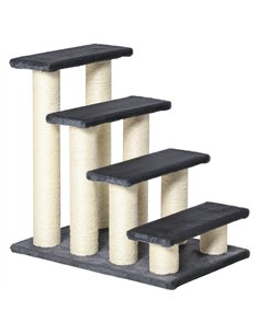 PawHut Dog Steps for Bed 4 Step Pet Stairs for Dog Cat ladder Scratch Post Grey