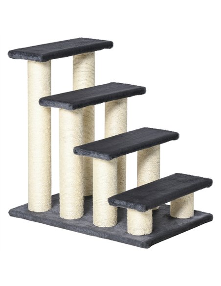 PawHut Dog Steps for Bed 4 Step Pet Stairs for Dog Cat ladder Scratch Post Grey - pic 145865 | FastDaddyshop
