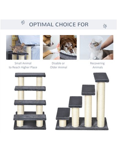 PawHut Dog Steps for Bed 4 Step Pet Stairs for Dog Cat ladder Scratch Post Grey