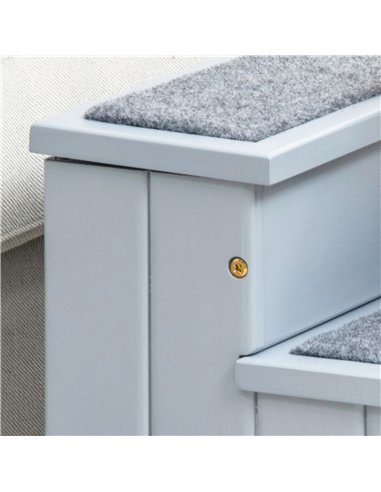 PawHut 3 Step Wooden Dog Steps Pet Stairs for Dogs, Cat Ladder for Bed Couch with Storage Grey