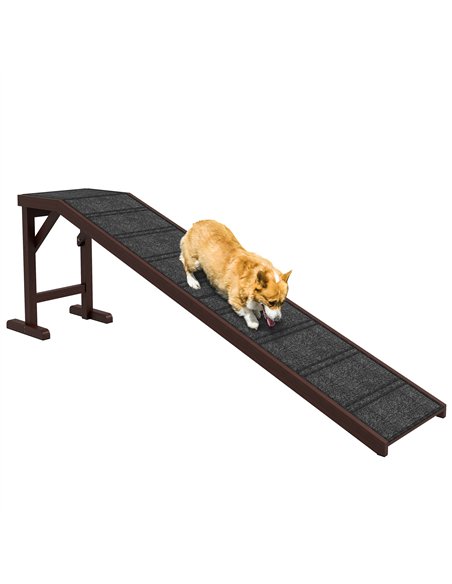 PawHut Pet Ramp for Dogs Cats  Non-Slip Carpet Top Platform - Brown & Grey - pic 145901 | FastDaddyshop