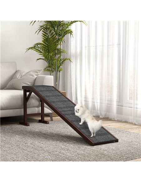 PawHut Pet Ramp for Dogs Cats  Non-Slip Carpet Top Platform - Brown & Grey - pic 145902 | FastDaddyshop