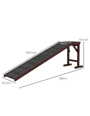PawHut Pet Ramp for Dogs Cats  Non-Slip Carpet Top Platform - Brown & Grey