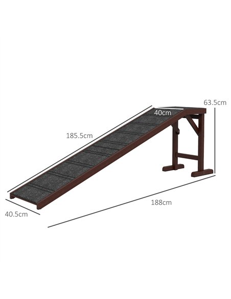 PawHut Pet Ramp for Dogs Cats  Non-Slip Carpet Top Platform - Brown & Grey - pic 145903 | FastDaddyshop