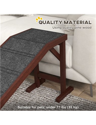 PawHut Pet Ramp for Dogs Cats  Non-Slip Carpet Top Platform - Brown & Grey