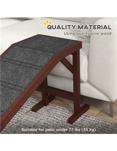 PawHut Pet Ramp for Dogs Cats  Non-Slip Carpet Top Platform - Brown & Grey - pic 145904 | FastDaddyshop
