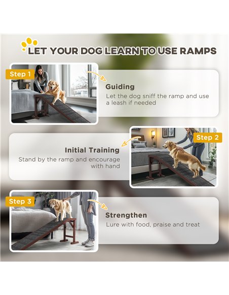 PawHut Pet Ramp for Dogs Cats  Non-Slip Carpet Top Platform - Brown & Grey - pic 145907 | FastDaddyshop