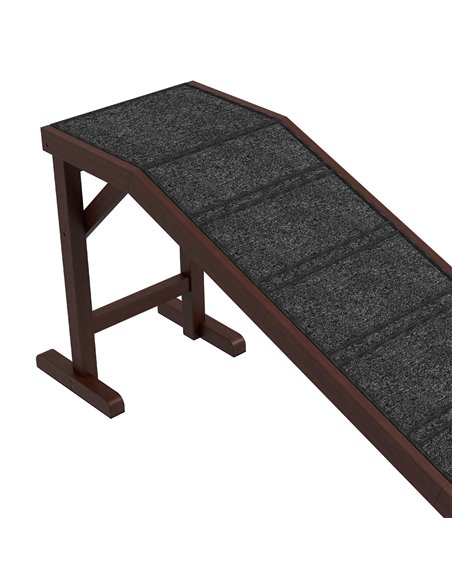 PawHut Pet Ramp for Dogs Cats  Non-Slip Carpet Top Platform - Brown & Grey - pic 145908 | FastDaddyshop