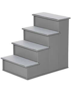 PawHut 4 Step Wooden Dog Steps Pet Stairs for Dogs, Cat Ladder for Bed Couch with Non-Slip Carpet 40 x 59 x 54.2 cm, Grey