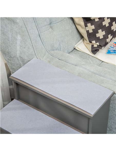 PawHut 4 Step Wooden Dog Steps Pet Stairs for Dogs, Cat Ladder for Bed Couch with Non-Slip Carpet 40 x 59 x 54.2 cm, Grey - pic 145916 | FastDaddyshop