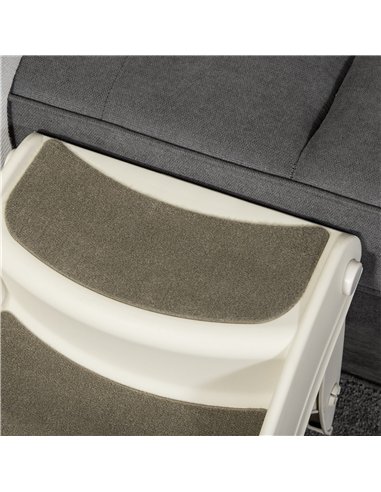 PawHut Foldable Pet Stairs Portable Dog Steps 3-Step Design with Non-slip Mats for High Beds, Sofas, 49 x 38 x 38 cm, Cream