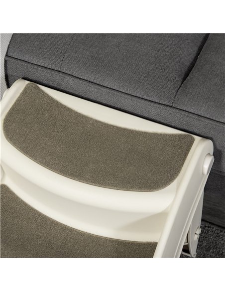 PawHut Foldable Pet Stairs Portable Dog Steps 3-Step Design with Non-slip Mats for High Beds, Sofas, 49 x 38 x 38 cm, Cream - pic 145926 | FastDaddyshop