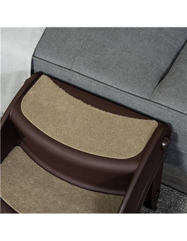 PawHut Foldable Pet Stairs Portable Dog Steps 3-Step Design with Non-slip Mats for High Beds, Sofas, 49 x 38 x 38 cm, Brown