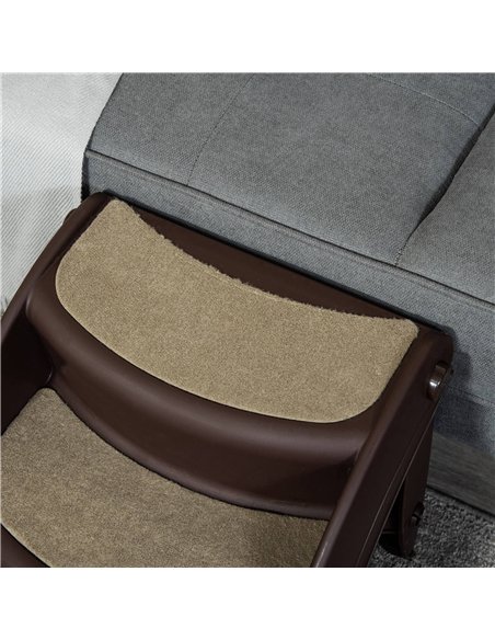 PawHut Foldable Pet Stairs Portable Dog Steps 3-Step Design with Non-slip Mats for High Beds, Sofas, 49 x 38 x 38 cm, Brown - pic 145935 | FastDaddyshop