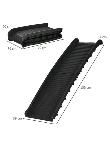 PawHut Foldable Pet Ramp Dog Car Ramp for SUVs, Cars - Black