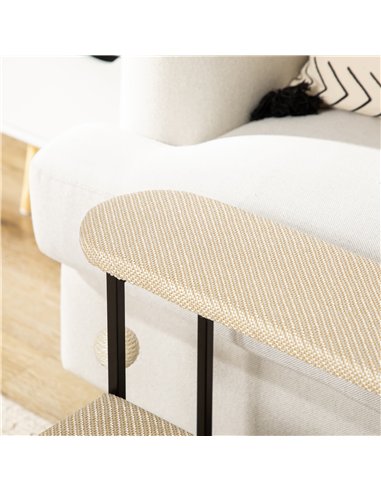 PawHut Three-Step Pet Stairs, with Sisal Scratching Board, Toy Hanging Ball, Steel Frame