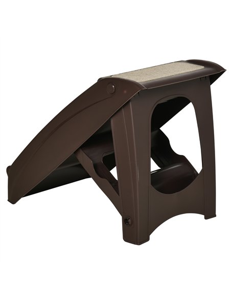 PawHut Foldable Four-Step Pet Stairs, for Cats, Small Miniature Dogs, with Non-Slip Mats 62 x 38 x 49.5cm - Brown - pic 145980 | FastDaddyshop