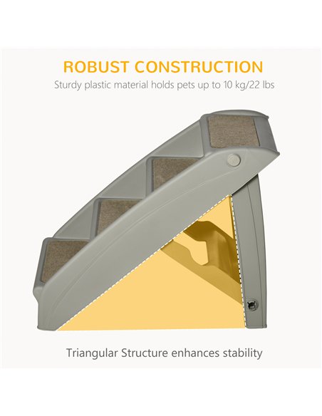 PawHut Foldable Four-Step Pet Stairs, for Cats, Small Miniature Dogs, with Non-Slip Mats 62 x 38 x 49.5cm - Grey - pic 145987 | FastDaddyshop