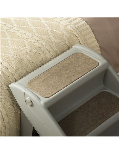PawHut Foldable Four-Step Pet Stairs, for Cats, Small Miniature Dogs, with Non-Slip Mats 62 x 38 x 49.5cm - Grey