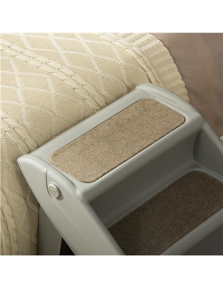 PawHut Foldable Four-Step Pet Stairs, for Cats, Small Miniature Dogs, with Non-Slip Mats 62 x 38 x 49.5cm - Grey - pic 145990 | FastDaddyshop