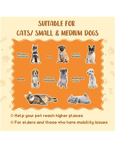 PawHut 2 in 1 Dog Steps Ottoman, Four-Tier Pet Stairs, for Small, Medium Dogs and Cats, with Storage Compartment - Grey