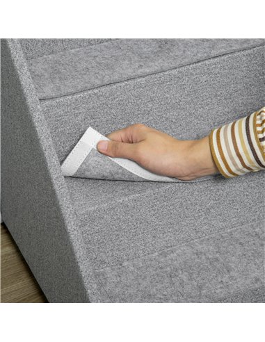 PawHut 2 in 1 Dog Steps Ottoman, Four-Tier Pet Stairs, for Small, Medium Dogs and Cats, with Storage Compartment - Grey
