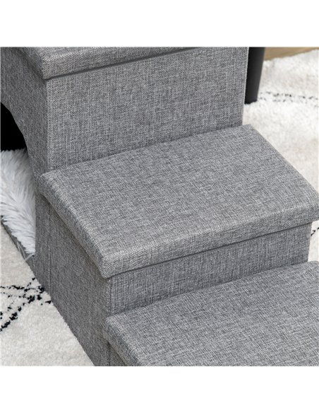 PawHut Dog Steps 3-step Pet Stairs with Kitten House and 2 Storage Boxes, 3 in 1 Dog Ramp for Sofa with Washable Plush Cushion - pic 146008 | FastDaddyshop